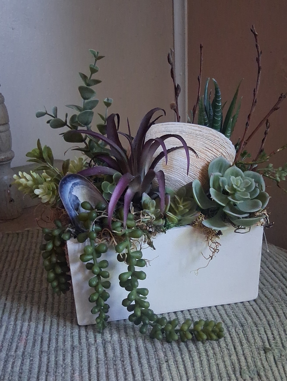 Home Accents Faux Succulent Arrangement in White Planter